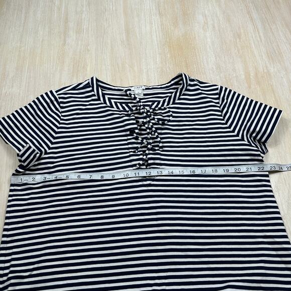 J Crew Navy White Stripe Lace Up T-Shirt Casual Nautical Short Sleeve Dress XL - Picture 8 of 16